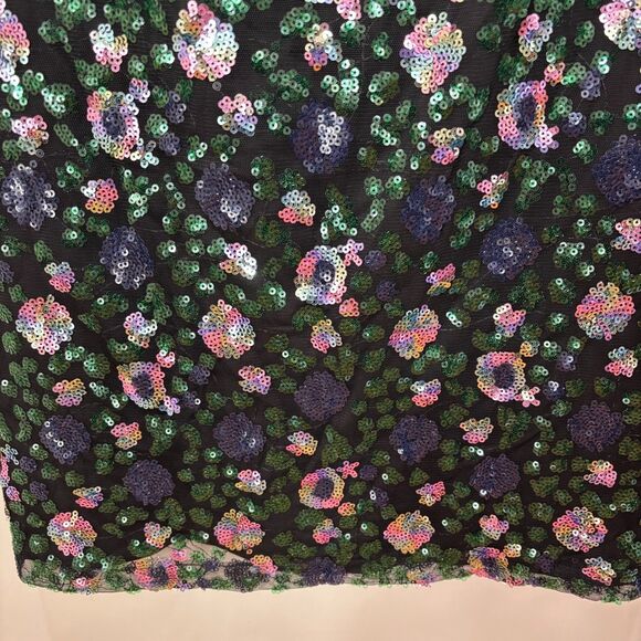 Sam Edelman Women Sequin Floral Mini Dress Size 10 Black Swiftie NYE Party Disco - Picture 4 of 9